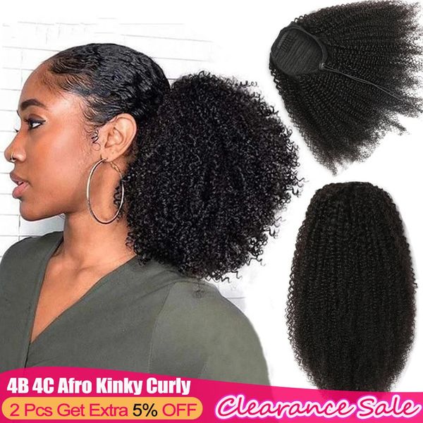 Perucas de renda afro kinky encaracolado cordão cauda mongol kinky encaracolado envoltório em torno da cauda 4b 4c remy cabelo humano cauda 231012