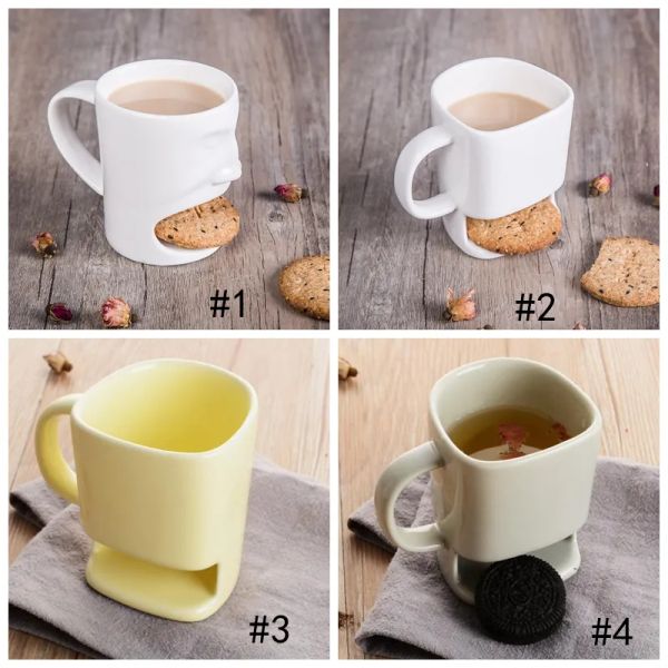 Tazze per biscotti in ceramica di lusso Tazze in ceramica Tazza da caffè Biscotti al caffè creativi Dessert al latte Tazze da tè Tazze di stoccaggio inferiori 4 stili