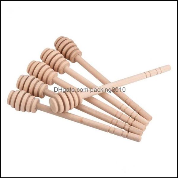 Cucchiai Posate Cucina Sala da pranzo Bar Cucchiai da giardino domestico 50 pezzi Manico lungo Cucchiaio da miele in legno Bastone di miscelazione Mestolo Estrattore per vaso C3176