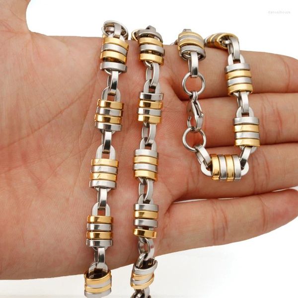 Correntes Granny Chic 316L Colar de Aço Inoxidável 9mm de Largura Geométrica Byzantine Link Chain Homens Mulheres Moda Jóias 7-40 polegadas