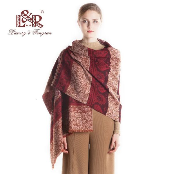 Lenços 100% lã real inverno mulheres cachecol impressão flor foulard femme xales e envoltórios floral pashmina bandana 231012