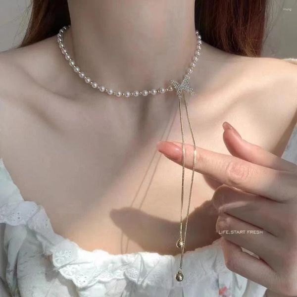 Catene High Chic Farfalla d'acqua dolce 5-6mm Girocollo Collane di perle bianche autentiche per regali di vacanze da donna