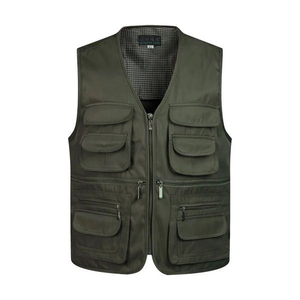 Herrenwesten Herren Multi-Pocket Classic Weste Männlich Ärmellos Entladen Solid Coat Arbeitsweste Pographer Tactical Mesh Vest Jacket 231011