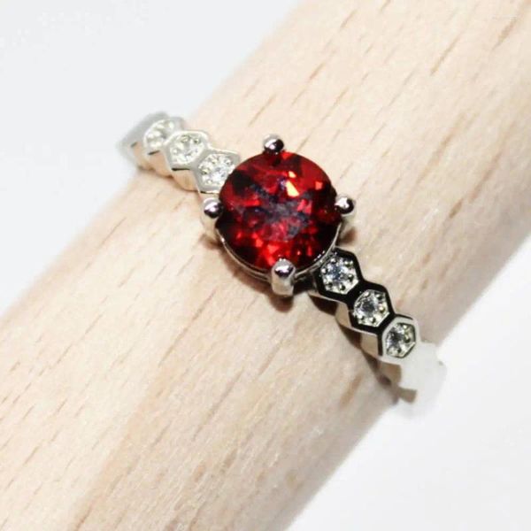 Pedras preciosas soltas 3 anéis natural vermelho granada gema corte branco cobre anel ajustável tamanho de pedra aproximadamente 5mm