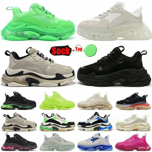 Triple S Herren Damen Designer-Freizeitschuhe Plateau-Sneaker klare Sohle schwarz weiß grau rot rosa blau Royal Neon Green Herren-Trainer Tennis Tripler