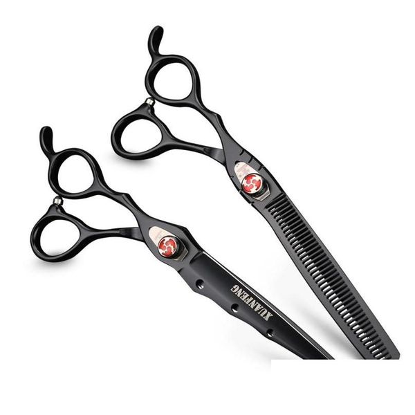 Ножницы для волос Xuanfeng 7 дюймов профессиональные парикмахерские ножницы для левой руки Япония 440C набор филировочных ножниц для резки парикмахерских инструментов652 Dh6Pz