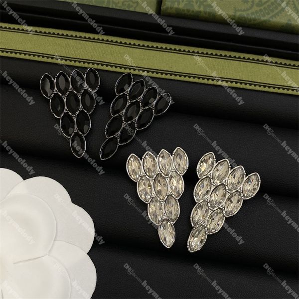 Newesr Diamond Stud Earrings Women Black Crystal Earrings Elegant Personality Eardrops With Box