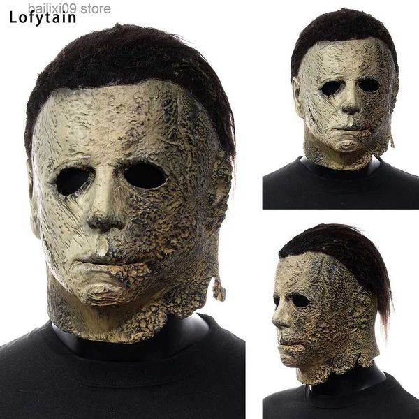 Partymasken Lofytain 2022 Halloween endet Michael Myers Horrormaske Cosplay Blutiger gruseliger Dämonentöter Latexhelm Party Karneval Requisiten T231012