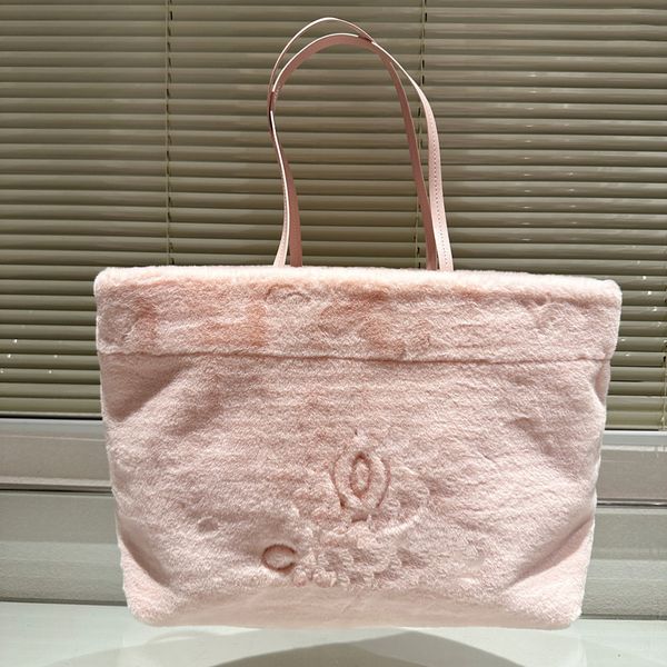 Bolsa de ombro Sacos de noite Luxurys Designers Saco de pelúcia Casual Plush Pure Color Bolsa Moda Inverno Rosa Fluffy Bolsa