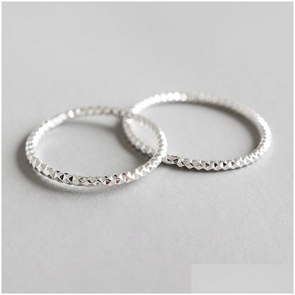 Outros 925 Sterling Sier Glint Gleam Minúsculo Anéis de Dedo para Mulheres Nova Moda 1.M Espessura Midi Anel Fine Jewelry Jóias Colares Pen Dhs6N