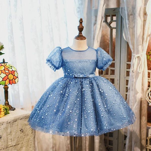 Платья для девочек для малышей 1-2 лет, вечеринка по случаю дня рождения, звездное платье с блестками, официальное платье для крещения новорожденных, милое платье принцессы для маленьких девочек