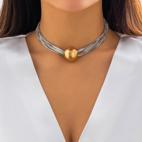 Anhänger Halsketten Lacteo Punk Runde Kugel Halskette Trendy Mehrschichtige Boxen Link Kette Mix Farbe Choker Für Frauen Schmuck Zubehör 2023