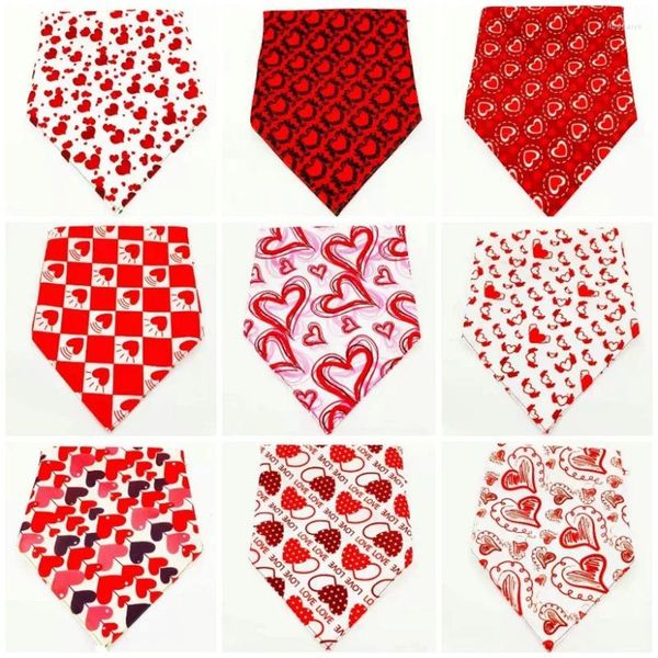 Abbigliamento per cani 100 pz/lotto Giorno di San Valentino Amore Cuore Pet Cucciolo di Gatto Poliestere Bandane Collare Sciarpa Cravatta Fazzoletto GR31