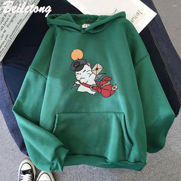 Kadın Hoodies Teslimat Moogle Anime Baskı Sevimli Karikatür Final Fantasy XIV Sweatshirts Kawaii Manga Erkek Kadın Giysileri Y2K SUDADERA