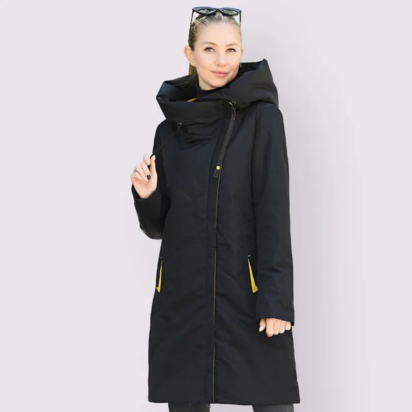 Mulheres Down Parkas DOCERO Designer Primavera Outono Mulheres Finas Jaqueta de Algodão Longo À Prova de Vento Elegante Casaco Com Capuz Acolchoado Outerwear 231011