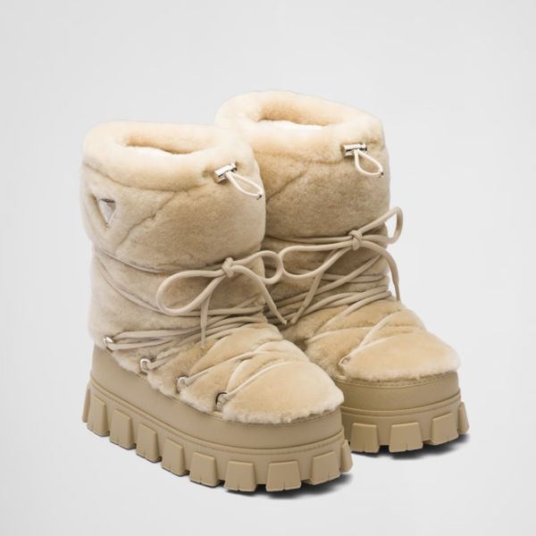 Placa de Nylon Tornozelo Shearling après-ski Snow Shearling Botas Bombas Bootie Dedo Redondo Bota Feminina Designer de Luxo Moda Lace Up Flats Sapatos Fábrica Calçado Tamanho 35-42