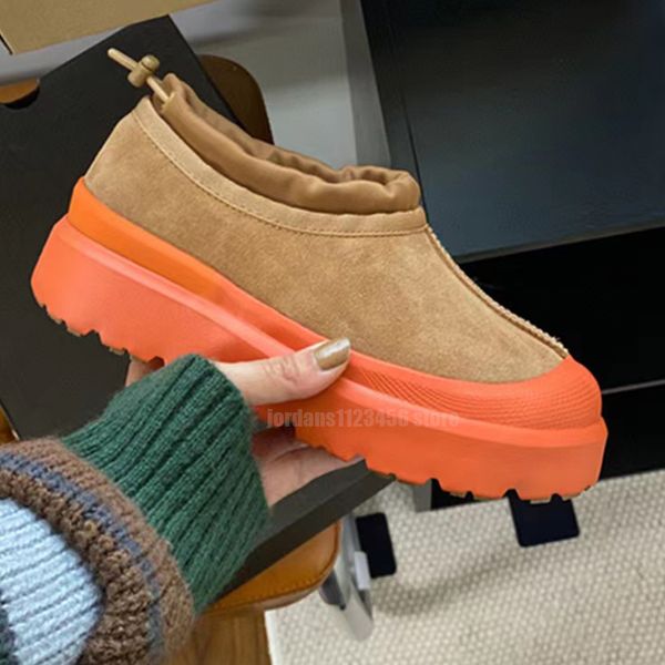 Nuovo designer australiano Tasman Weather ibrido arancione slip on agnello lana tazz stivali da neve uomo donna pantofola castagna inverno ugs scarpe di cotone con plateau spesso