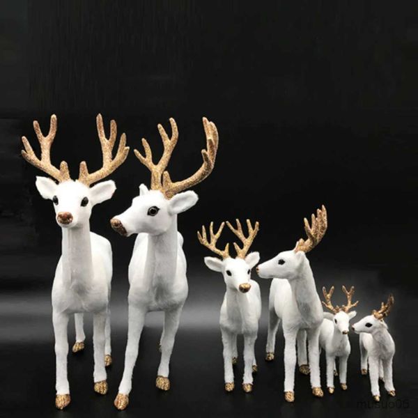 Noel Oyuncak Malzemeleri Peluş Simülasyon Noel Beyaz Ren Geyiği Ayakta Noel Beyaz Elk Geyik Dolls Ana Partisi Dekorasyonu R231012