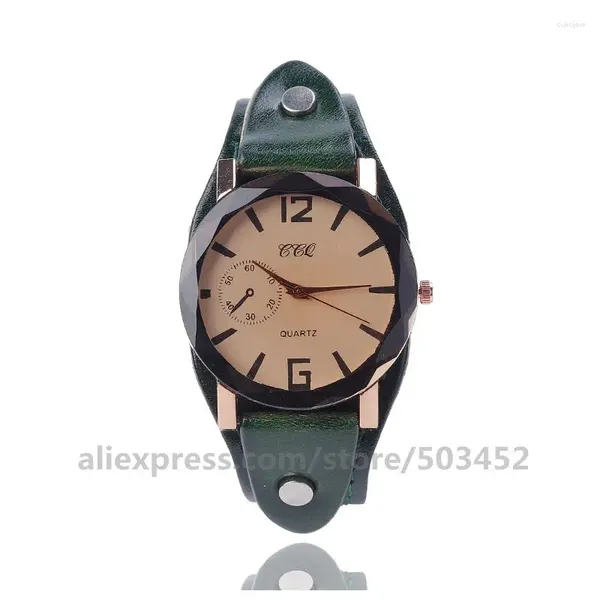 Relógios de pulso 100 pçs/lote CCQ 920019 Relojes Hombre Casual Couro Genuíno Forma Redonda Bayan Kol Saati Preço de Fábrica Relógios Para Homens Mulheres