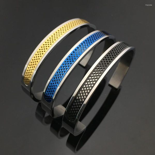 Armreif 9mm C Form Mesh Edelstahl Schmuck Gold Blau Schwarz Farbe Micromounting Armband Männer Frauen Luxus Geschenke YP8946