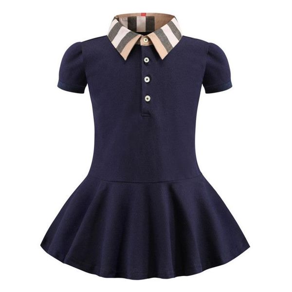 Neonate vestono bambini bavero college vento bowknot manica corta polo pieghettata gonna bambini abbigliamento casual firmato bambini Clot2742