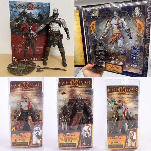 Trajes de mascote Neca Figura God of War Ghost of Sparta Kratos em Ares Armor W Blades Action Figure Modelo Brinquedos Boneca móvel conjunta presente