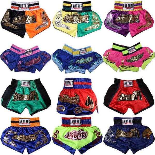 Muay Thai Boxing Shorts para Homens Mulheres Crianças Treinamento de Competição Profissional Kickboxing Luta MMA Trunks BJJ Sanda Calças Q0323V