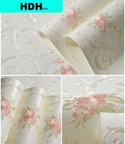 Wallpapers estilo europeu não tecido casca e vara papel de parede 3d pastoral decorativo contato papel auto adesivo luxo em relevo