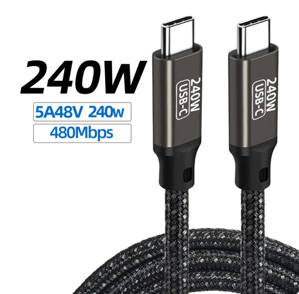 PD 240 Вт USB3.1, 480 Мбит/с, кабель типа C–C, 48 В/5 А, быстрая зарядка, передача данных, шнур USB C