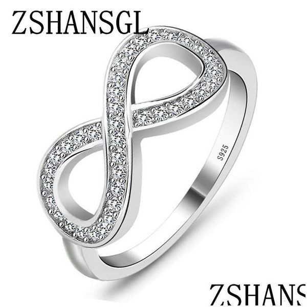 Moda Cz Infinity Endless Love Claddagh 8 Forma 925 Sterling Sier Anéis para Mulheres Plata/Argento Cheio Jóias Anel Feminino Dhgarden Otjre