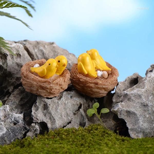 Figurine decorative 2 pezzi Yellowbird Miniaturas Terrario Fairy Garden Miniature Decorazione della casa Artigianato in resina Strumenti Bonsai Jardin Gnomi