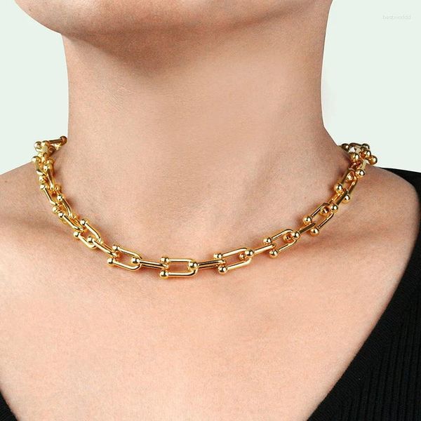 Ожерелья с подвесками YADA, золото, серебро, простой сплав, подарки, ожерелье для женщин, цепочка с замком, массивное ожерелье Bijoux Femme SE210014