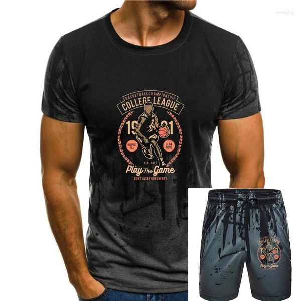 Erkeklerin eşofmanları College League T-Shirt. Basketbol Gömlek Pamuk Premium Tee (1)