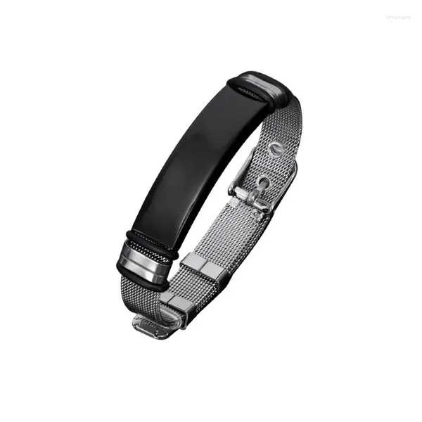 Armreif Mann Armband Edelstahl Mesh Band Männer Frauen verstellbar personalisiertes Geschenk