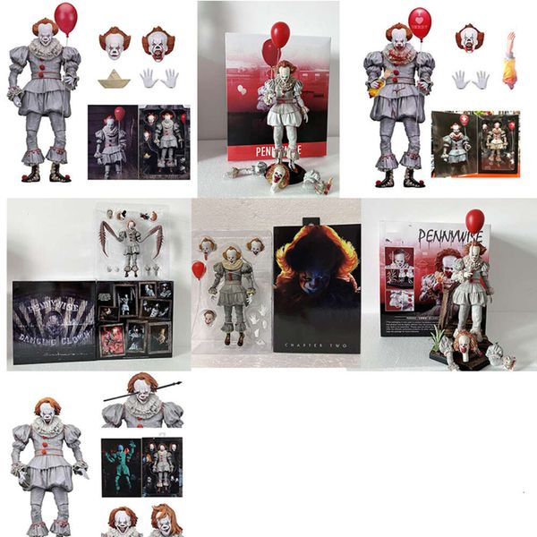 Costumi mascotte Neca Figura Pennywise Maschera Danza Clown Stephen King's Action Figure Giocattoli di modello Bambola mobile congiunta Bambola horror per bambini