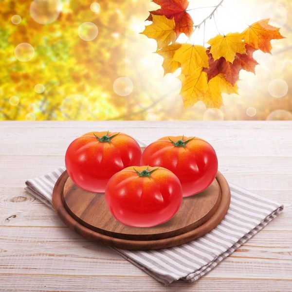 Flores decorativas 4 peças de vegetais falsos imitação de tomate criança decoração de cozinha de plástico falso