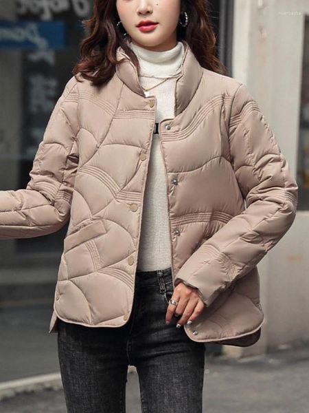 Damen Trenchcoats Jacke Kurze leichte dünne kleine Baumwollkleidung Mantel Winter im Stehkragen Tasche Japanisch Koreanisch Freizeit Parkas Tops