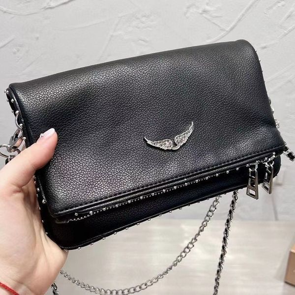 Pelle bovina Zadig Voltaire Borse a tracolla a spalla Famoso modello ad ala Borsa a tracolla da donna Borsa a tracolla Designer Borse di lusso Rivetto moda Hobo Baguette Catena Pur