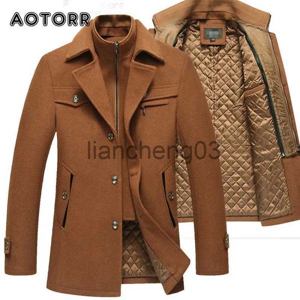 Herren Trenchcoats Herbst Winter Herren Wolle Trenchcoats verdicken mittlere lange Jacke männlich Doppelkragen Reißverschluss Mantel Windschutz Wollmantel 4XL J231012