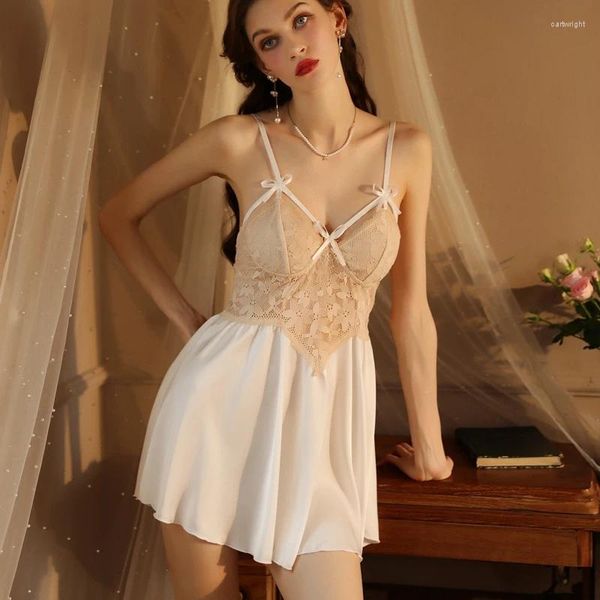 Женская одежда для сна, сексуальная ночная рубашка невесты, халаты и слинг, ночное платье, шелковистое кружево, свадебная ночная рубашка, пижамный комплект, женский халат