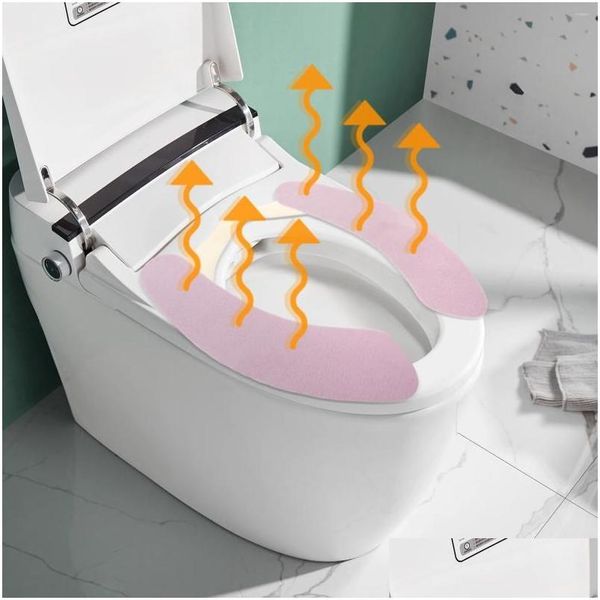 Toilettensitz Abdeckungen Toilettensitz er beheiztes Badezimmer intelligent Smart Cishion Padwärmer Heizungssitze Schüssel Winter Hausgarten Badezimmer Zugang Dhax3