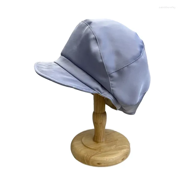 Berets Frühling Sommer Frauen Leichte Seide Baskenmütze Hüte Für Mode Damen Solide Satin Doppelschicht Kopf Abdeckung Visier Sboy Caps