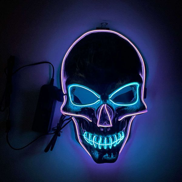 Leuchtende LED-Party-El-Draht-Schädel-Maske, Halloween-Dekoration, leuchtende LED-Leucht-Halloween-Maske, El-Glühen-LED-Schädel-Maske