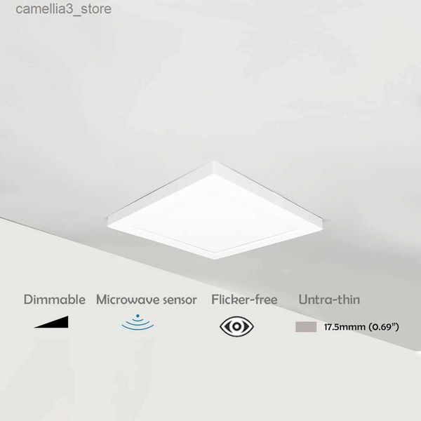 Plafoniere 120V 230V Design semplice Senza sfarfallio Pannello LED ultra sottile Sensore a microonde Luci montate a soffitto Dimmerabile Q231012