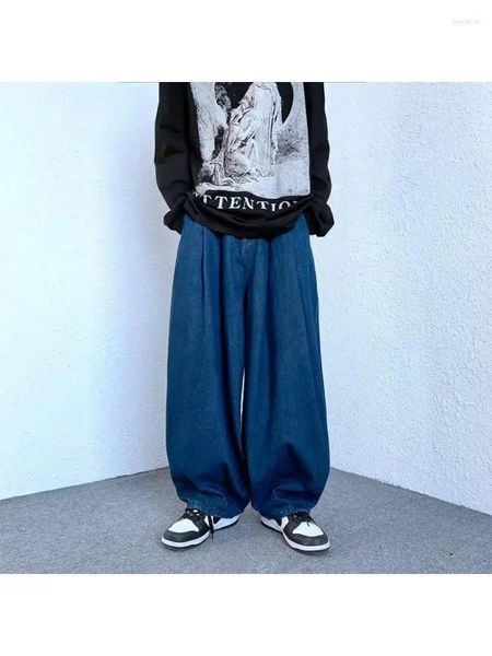 Jeans da uomo drappeggiati a gamba larga autunno e inverno pantaloni dritti larghi Giappone retrò Harem casual a figura intera