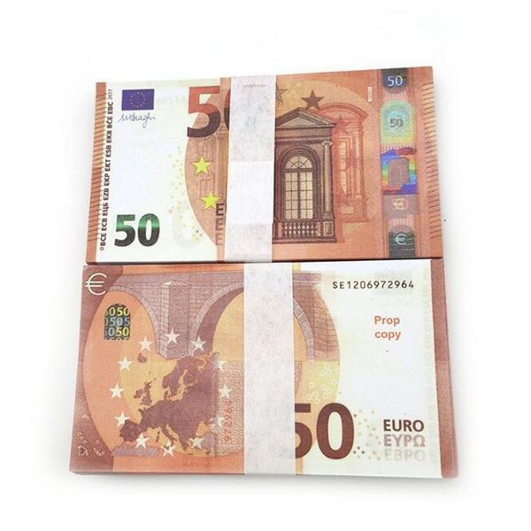 Articoli per feste Banconote in denaro falso 5 10 20 50 100 200 Euro Realistico Toy Bar Puntelli Valuta Film Soldi Billette finte Copia 100 Pz / pacco