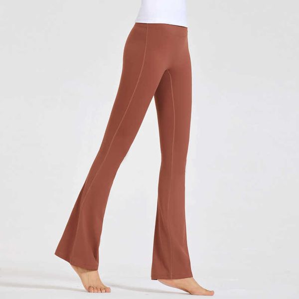 Lulu Herbst-Yoga-Anzug, kein Unbeholfenheitsfaden, hohe Taille, Hüftlift, Übung, Fitness, weites Bein, Hose mit Mikro-Horn für Frauen