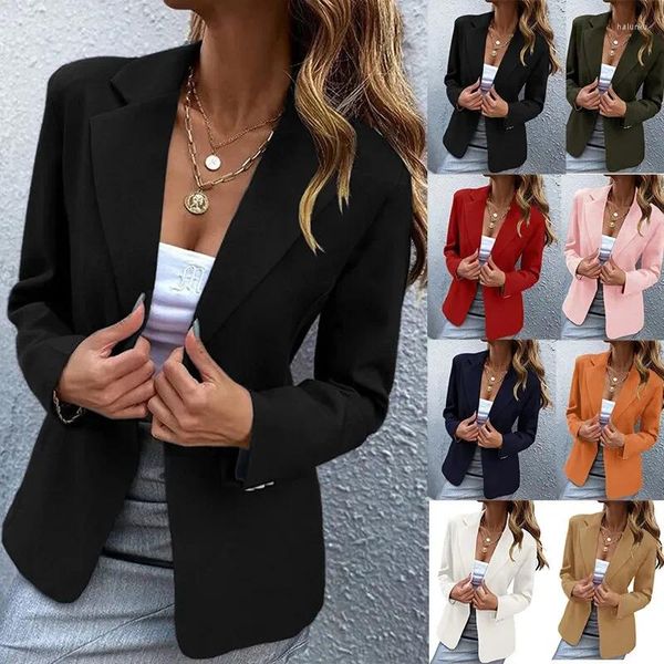 Damenanzüge Anzugjacke Business Casual Schlank Einfarbig Langarm Herbst Frühling Mode Elegant Büro Damen Weiblicher Mantel