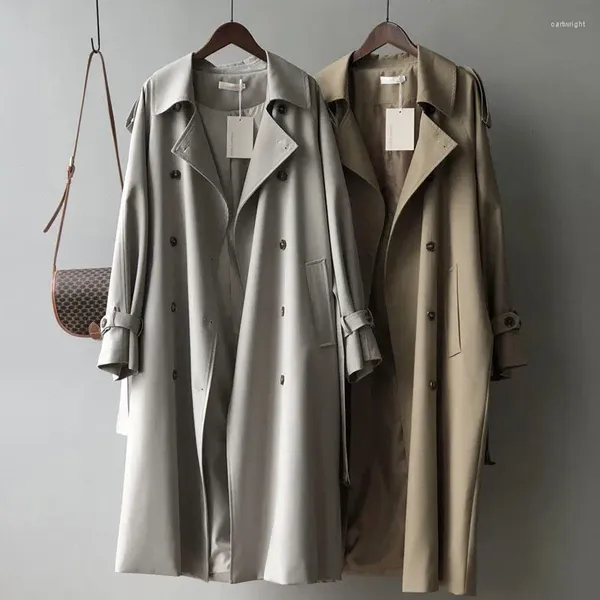 Kadın Trençkotları 2023 Windinger Uzun İlkbahar ve Sonbahar İnce Stil Çok Yönlü Fransız Palto Küçük İnsanlar İçin Günlük Ceket