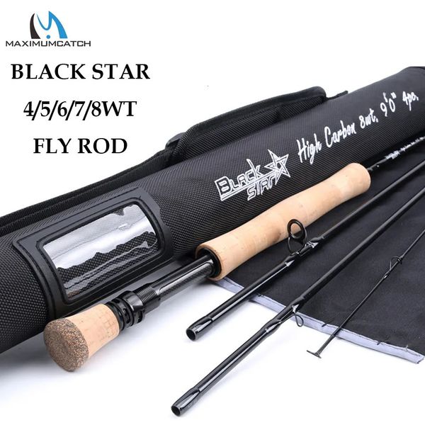 Canne da pesca per barche Maximumcatch Black Star 48WT Canna da mosca ad azione rapida 30T40T SK Carbon 9FT 4sec con tubo in cordura 231012